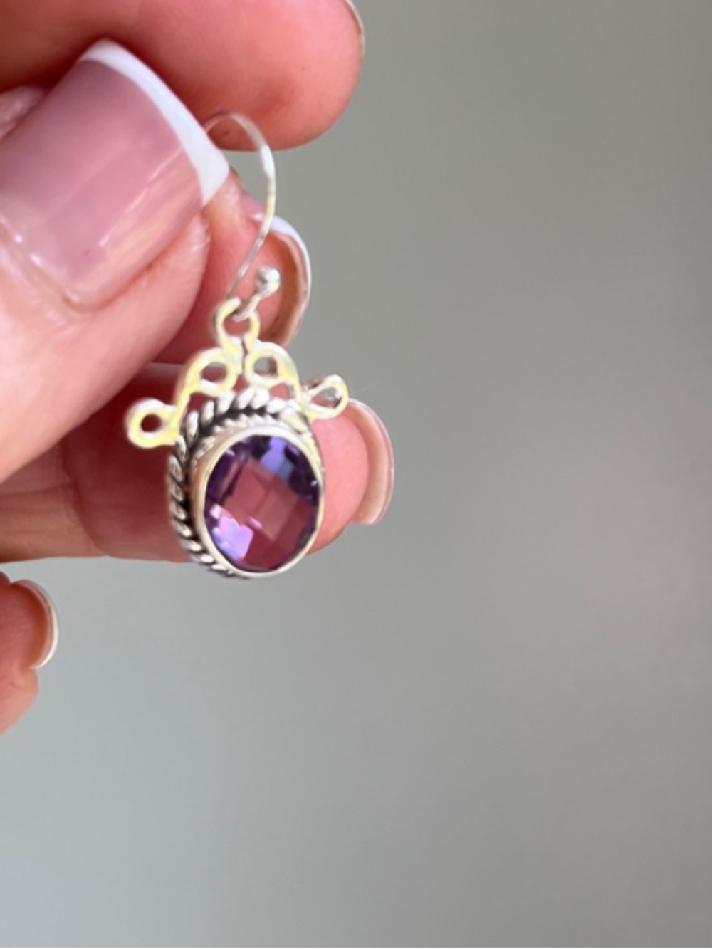 Amethyst Drop Earrings in Sterling Silver - Picture 3 of 5